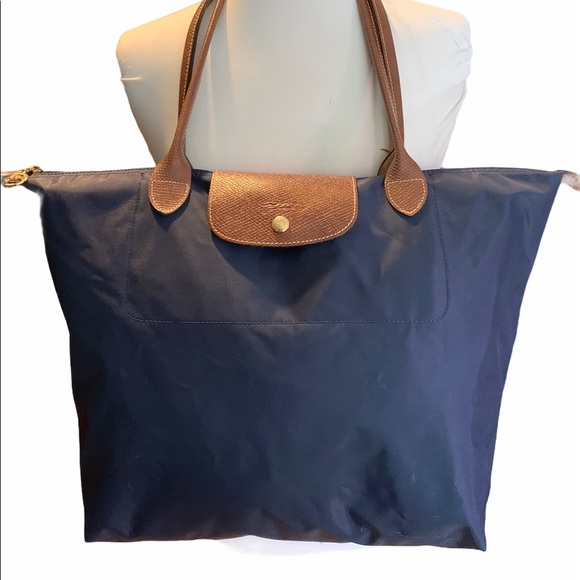 Longchamp Handbags - Longchamp Le Pliage navy shopping tote